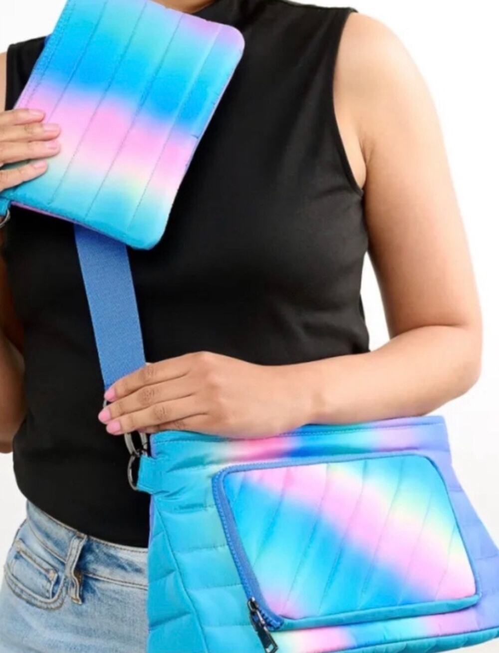 Think Royln Ombre 3-in-1 Quilted Crossbody Bag Set NWT